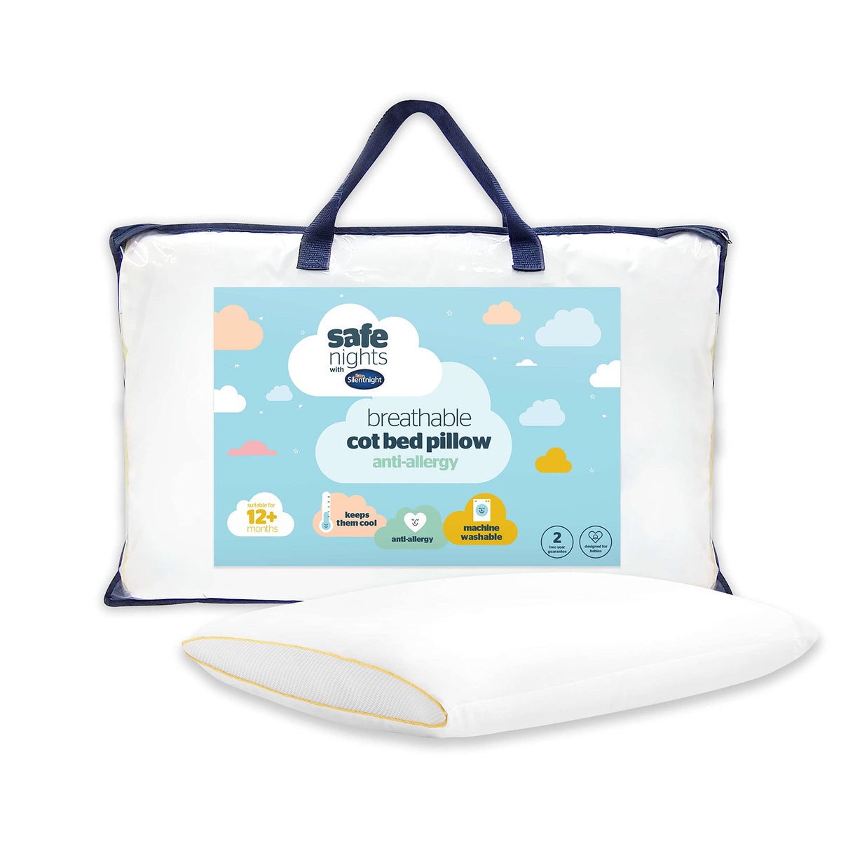 Silentnight Safe Nights Cot Bed Pillow, Anti Allergy, 1 Pack