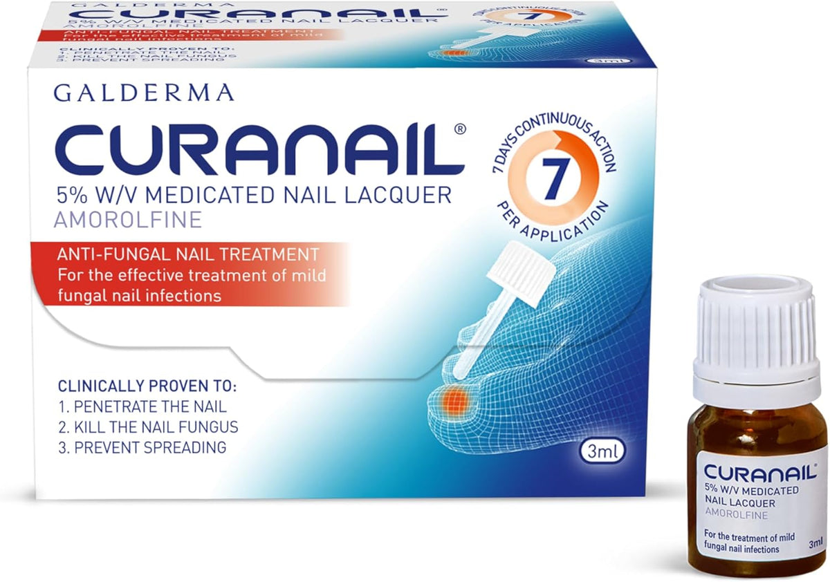 Curanail 5% Fungal Nail Treatment 3ml | Amorolfine Nail Lacquer for Nail Fungus | Once Weekly Application | Helps Restore Healthy Nails