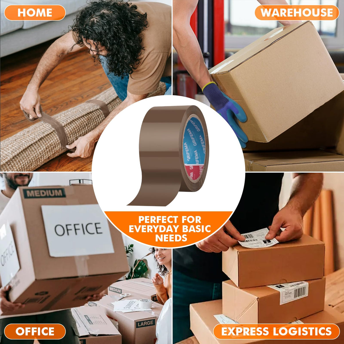 GRIFEMA GA4004-1 Brown Low Noise Packing Tape 50mm x 66m 1 Roll