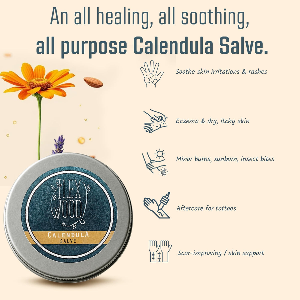 The Ilex Wood - Herbal Salve Gift Set - 100% Natural Handmade, Cruelty & Plastic Free. Skin irritation, scrapes, bites, stings soothes rashes, itching, dry skin, eczema, chapped hands. 3 x 100ml