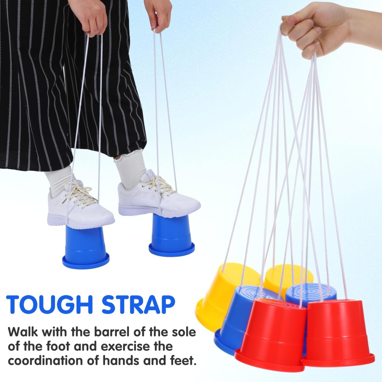 Vaguelly Kids Plastic Jumping Stilts 3 Pairs Outdoor Balance Toys for Children Coordination Training Fun Walker Buckets