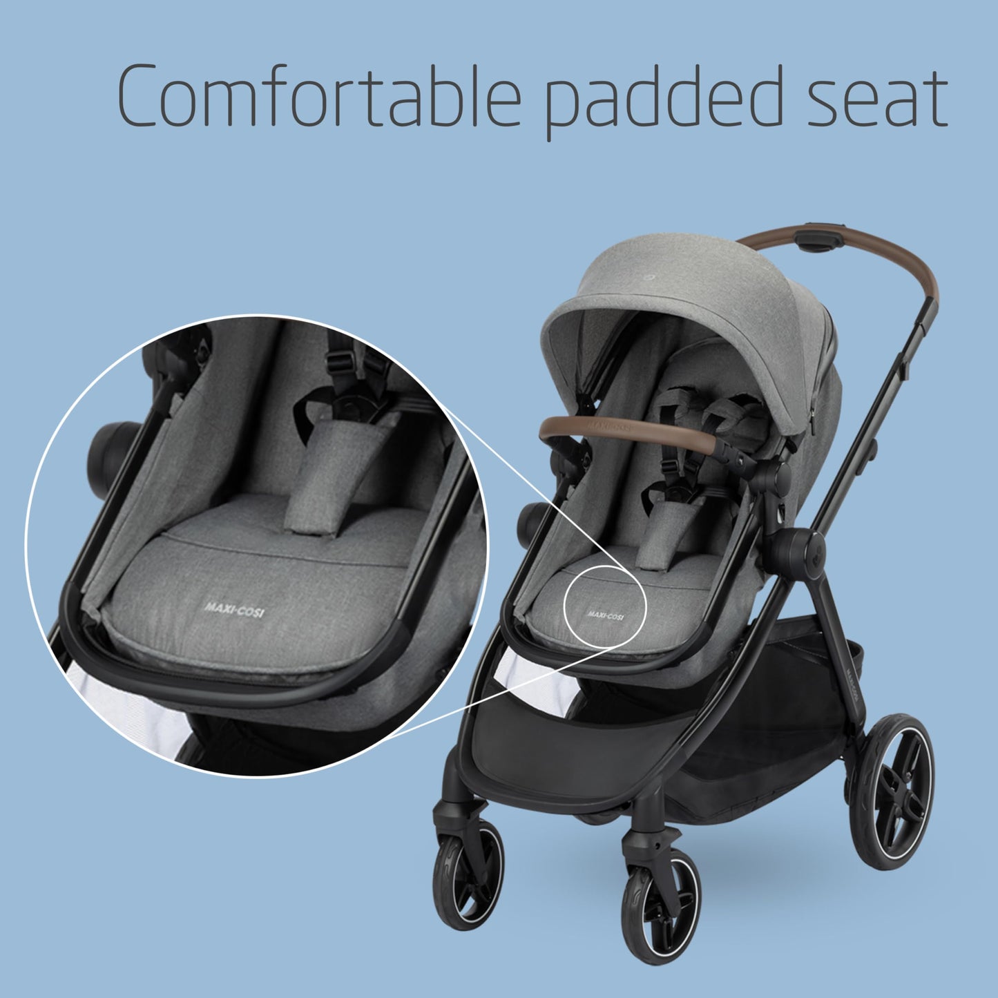 Maxi COSI Zelia Select Trio, Baby Stroller 3 in 1 with Car Seat, 0-4 Years (0-22 kg), One-Hand Fold, Compact and Reversible Pushchair Travel System, with CabrioFix S i-Size Baby Car Seat, Grey