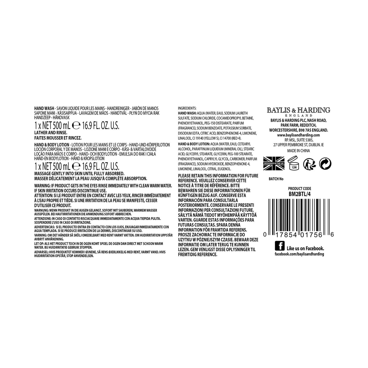 Baylis & Harding Signature Luxury Hand Wash 500ml 3 pack