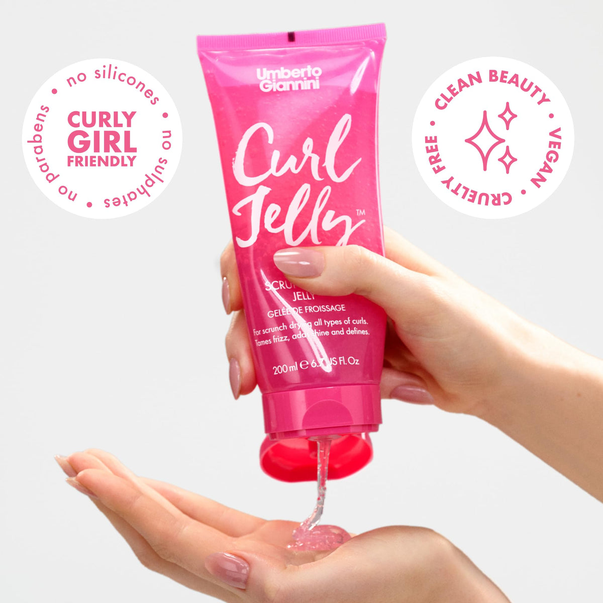Umberto Giannini Curl Jelly Scrunching Jelly & Creme De Curl Control Cream Duo for Curly or Wavy Hair, Vegan & Cruelty Free, 2 Pack