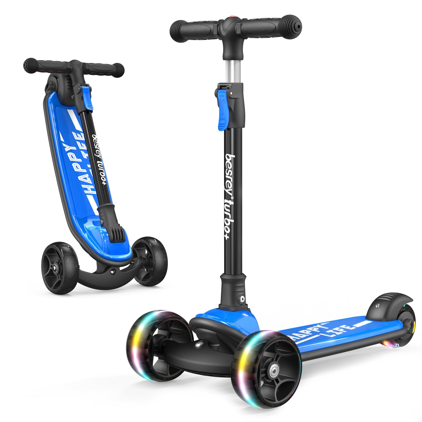 besrey 3-Wheel Toddler Scooter with Lean-to-Steer — Foldable, Anti-Slip Deck | Max 50 kg