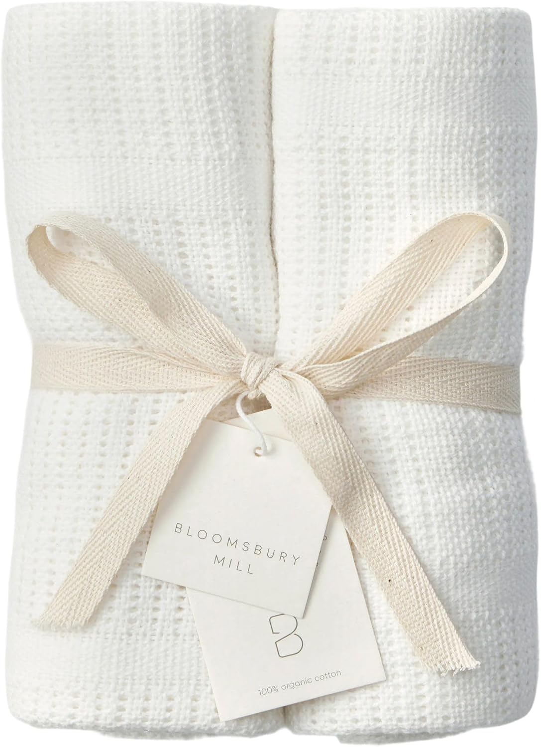 Bloomsbury Mill - Cellular Blankets Baby - 100% Organic Cotton - 2 Pack - Cloud - White - Newborn Essentials - Soft Breathable Baby Blankets for Pram, Cot, Moses Basket - 75x95cm