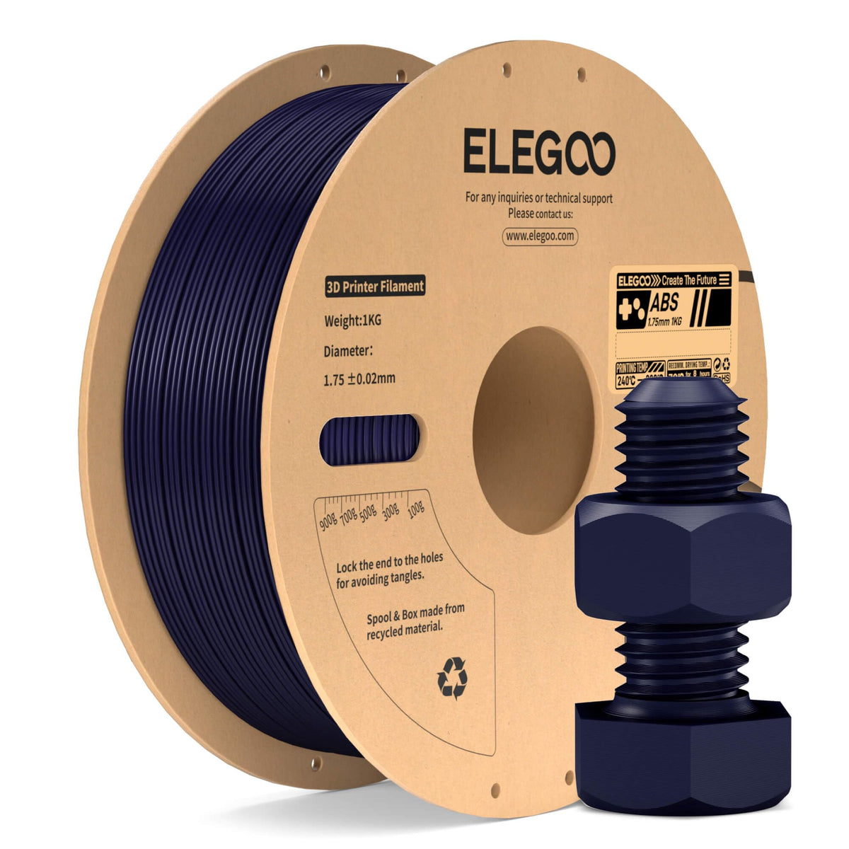 ELEGOO TPU Filament 1.75mm Grey 1KG, 95A Flexible Soft 3D Printing Filament 1KG Spool(2.2lbs) Fits for Most FDM 3D Printers