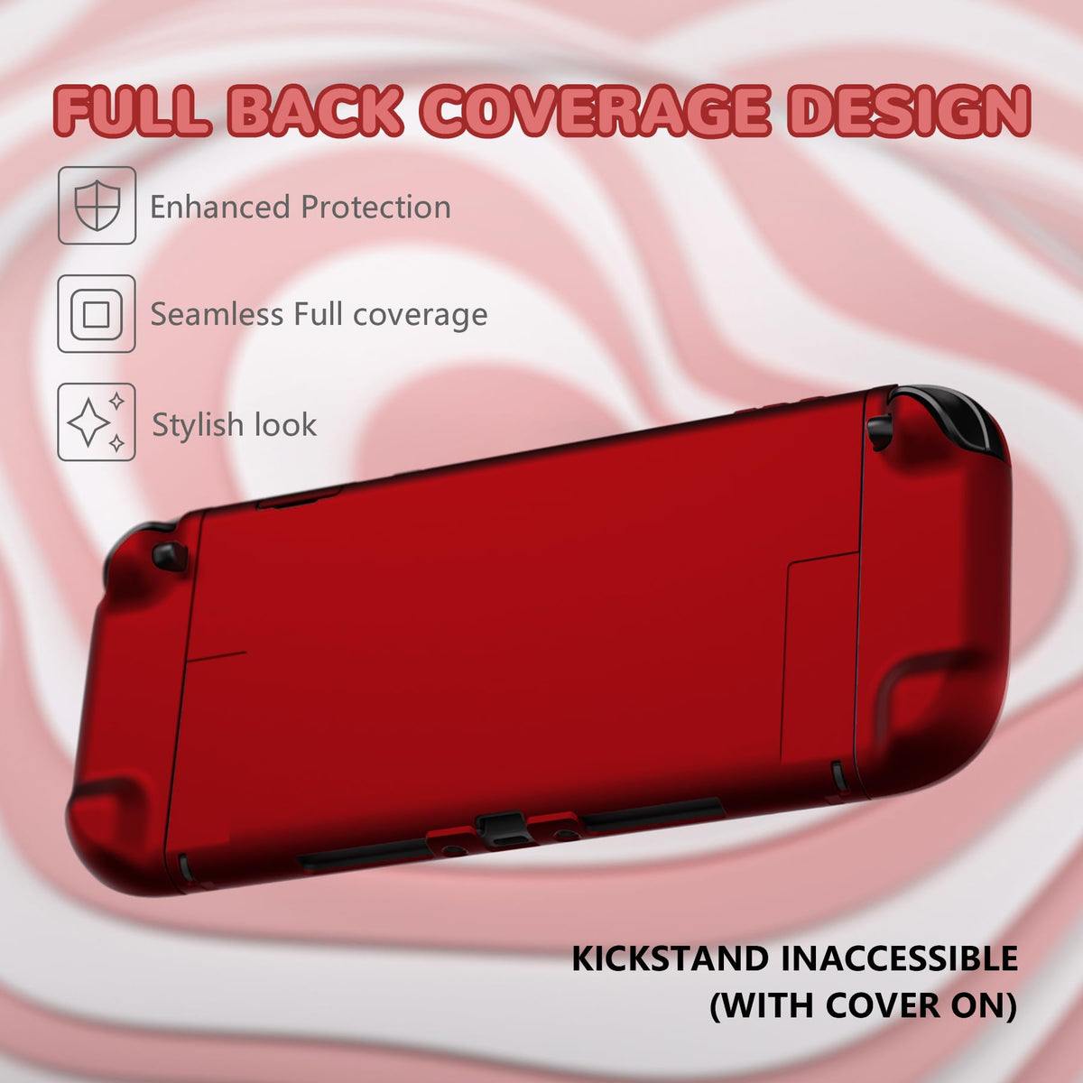 PlayVital Solid Color Series Protective Case for Nintendo Switch 2, Anti-Scratches Hard Shell Dockable Grip Cover with Extra Foldable Stand & Thumb Grips for Nintendo Switch 2 - Cherry Blossoms Pink