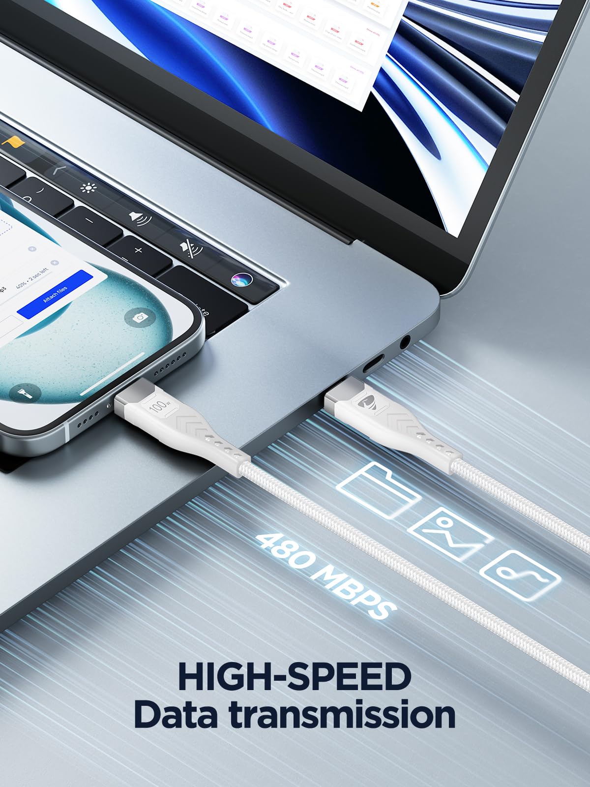 USB C to USB C, 100W 5A Fast Charging Cable [2Pack/2M] USB Type C Charger Fast Charge Lead Usbc to Usbc Cable for iPhone 15 16 17 Pro Max Plus iPad Pro MacBook Samsung Galaxy S23 S22 S24 S25 Ultra etc