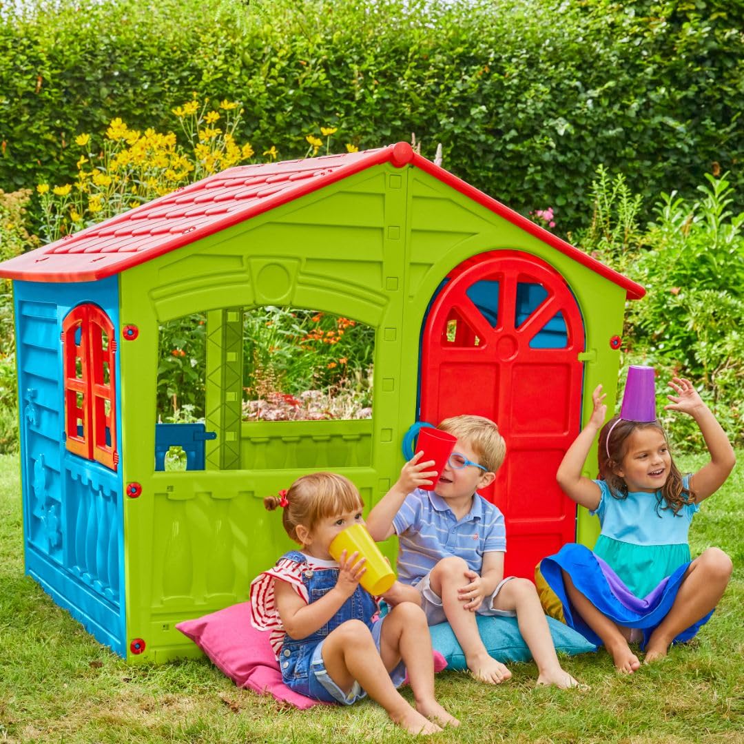 House of Fun Playhouse for Kids - Indoor and Outdoor - Work Door and Windows - Pink and White Candy Yarn - Children Ages 2+