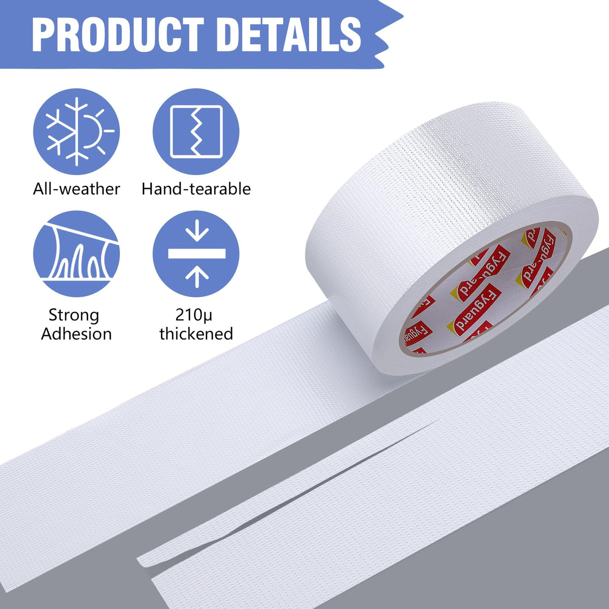 3 Rolls Duct Tape 48mm x 18m 8.5Mil, Silver Gaffer Tape 210μ