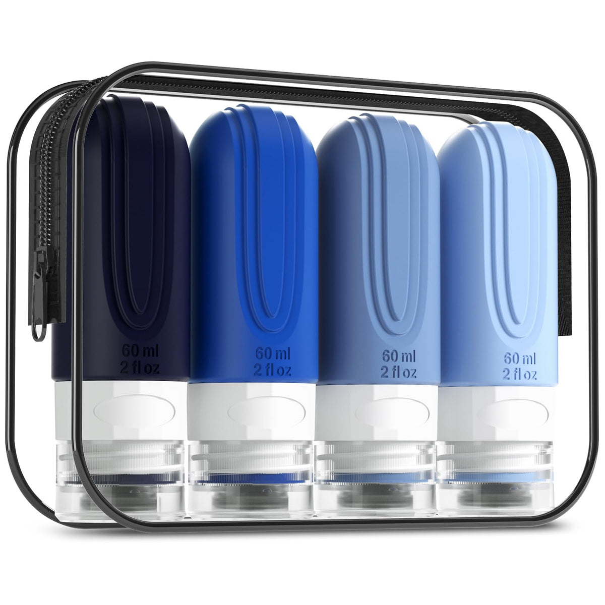 Mrsdry Travel Bottle for Toiletries, Leak Proof Silicone Travel Size 90ml Bottles Refillable Containers for Liquid Shampoo, BPA Free and TSA Approved Travel Accessories with Clear Bag (4 Pack)