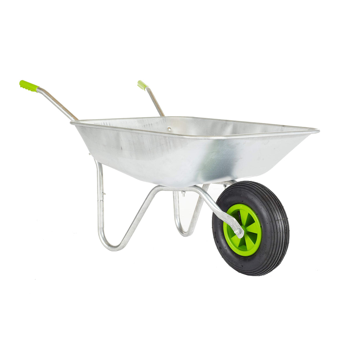Neo Wheelbarrow Home Garden Cart Galvanised with Pneumatic Tyre (85L) Silver