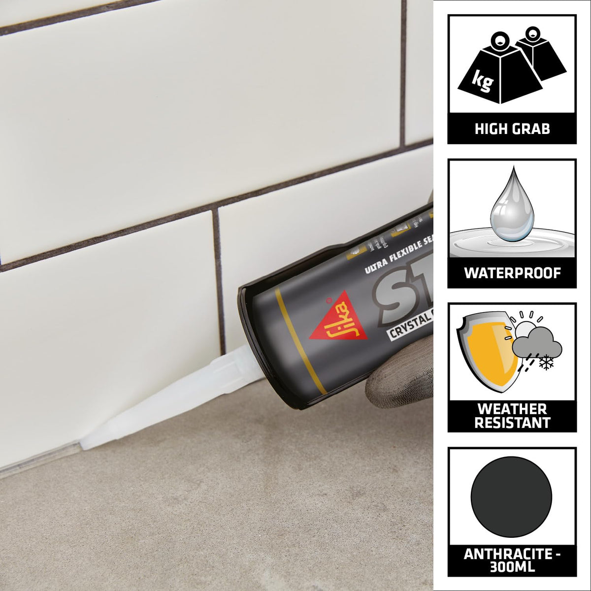 Sika Stixall Extreme Power Sealant And Adhesive, Crystal Clear, 290ml