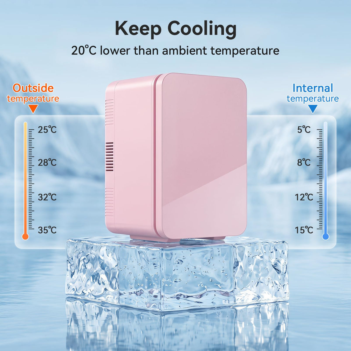 ARTETHYS Mini Fridge for Bedrooms, 10L Small Portable Car Fridges