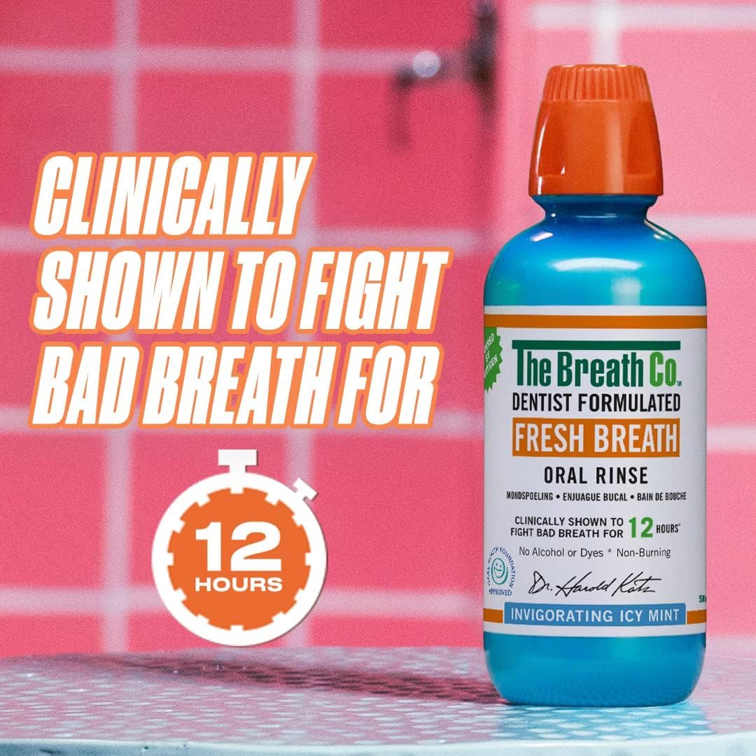 The Breath Co. ICY Mint Mouthwash, 12 Hours Fresh Breath, 500ml