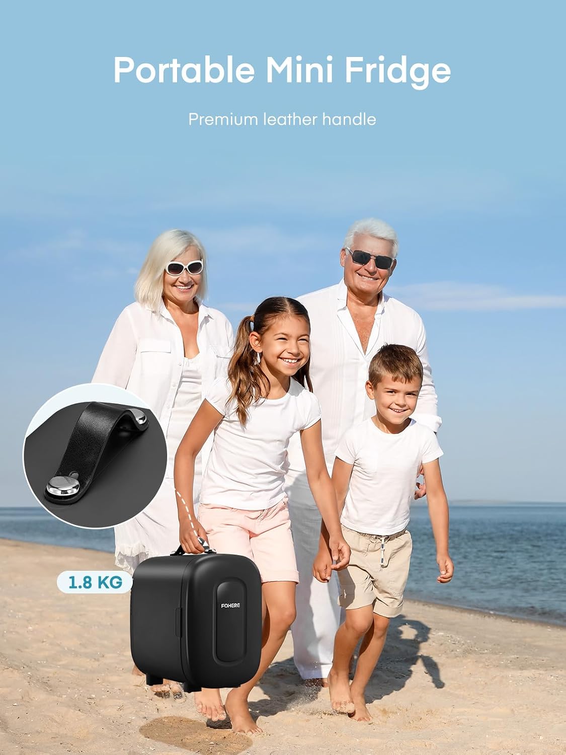 FOHERE Mini Fridge Portable, 5 Liter/6 Cans Small Fridge Cooler & Warmer, Quiet, DC/AC Power, Cmpact Mini Fridge for Bedrooms, Office, Skincare, Car, Travel, Black