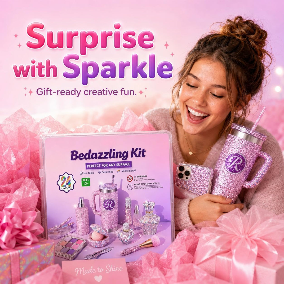 Fournine 4mm 20000Pcs Bedazzling Kit with Rhinestones