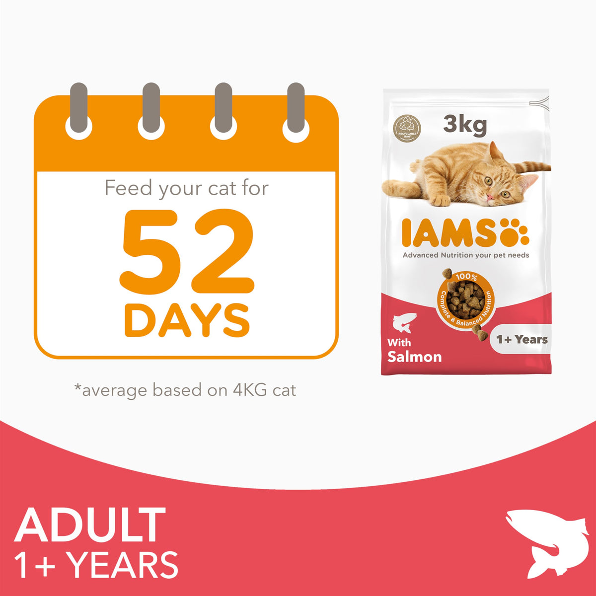 IAMS Adult Complete Dry Cat Food Chicken 3kg - Supports Strong Immune System