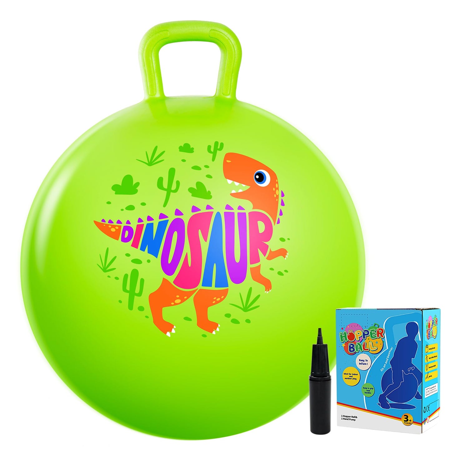 Vastoy 20 Inch Space Hopper Ball for Kids 6-9 Years - Anti-Slip Space Hopper with Hand Pump, Bouncy Inflatable Ride On Toy for Indoor Outdoor Fun, for Children (Blue Eyes)