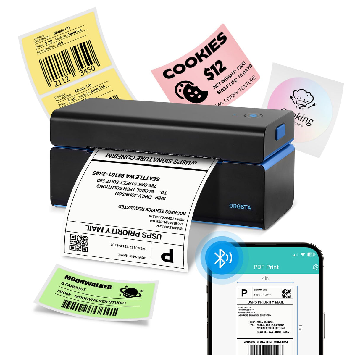 ORGSTA T001 Shipping 4x6 Thermal Label Printer Machine DHL Sticker Maker