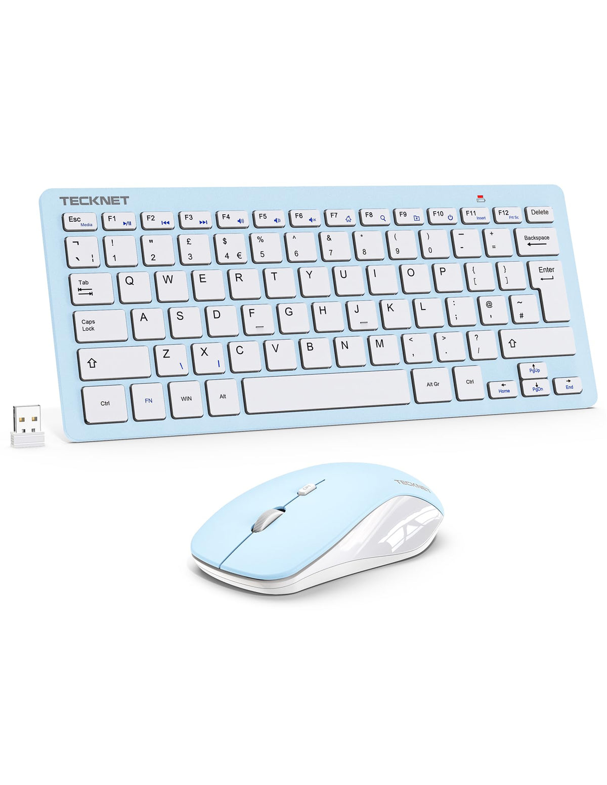 TECKNET Mini Wireless Keyboard and Mouse Set, 2.4G Cordless USB, Black