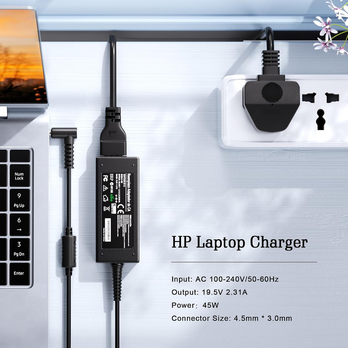 45W HP Laptop Charger, 19.5V 2.31A Power Supply HP Charger for HP Stream 11 13 14 Pavilion 11 13, Elitebook 840 850, ProBook 430 440, Chromebook 11 14 and More(4.5mm * 3mm)
