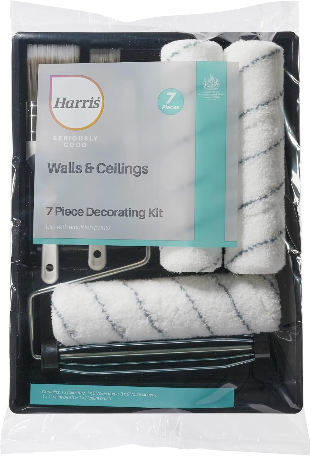 Harris Seriously Good Walls & Ceilings Decorating Kit, 7 Pieces, Roller, Brushes, Tray