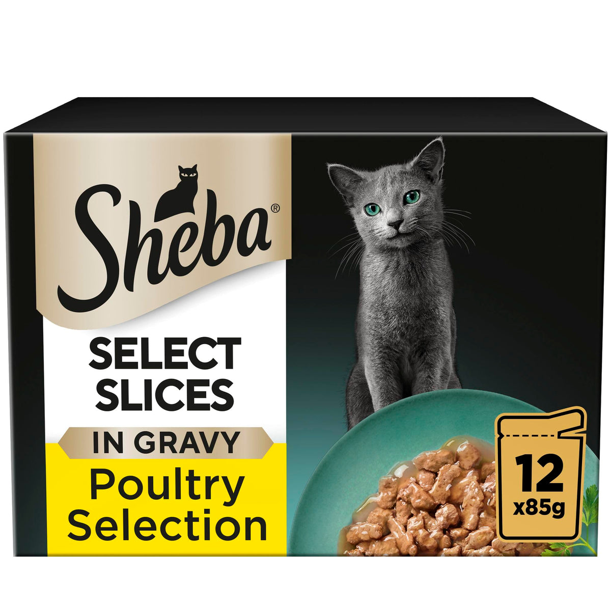 Sheba Select Slices in Gravy – Fish Collection – Wet cat food pouches for adult cats – 12 x 85g pack