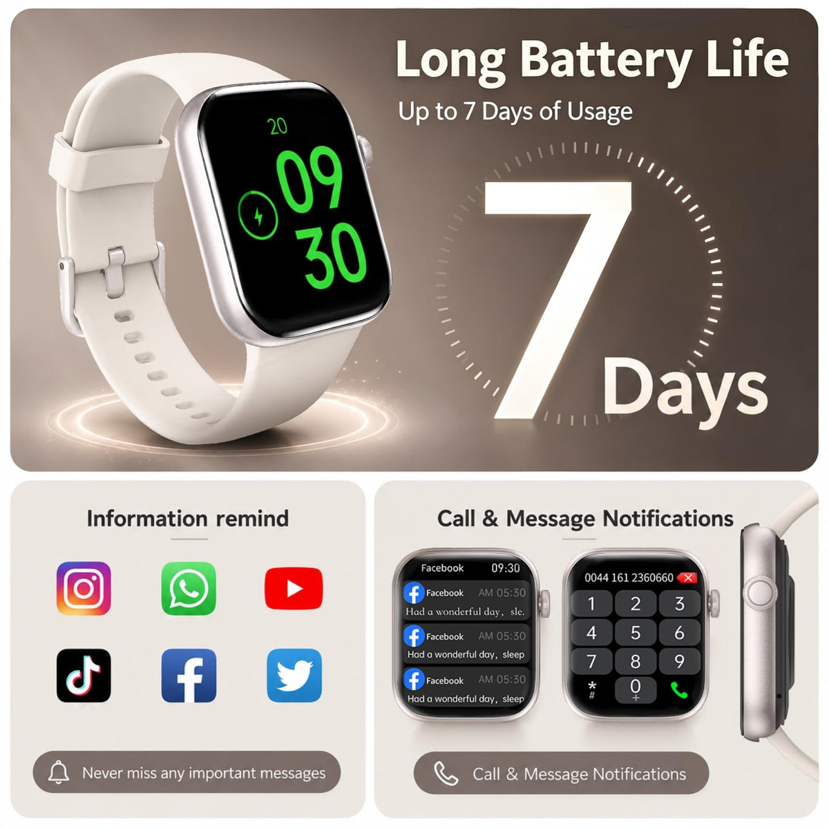 Smart Watch for Men Women Answer/Make Call, 1.85" Smartwatch, Fitness Watch with Heart Rate Blood Pressure Sleep Monitor,IP68 Waterproof Step Counter Watch Compatible Android IOS Black