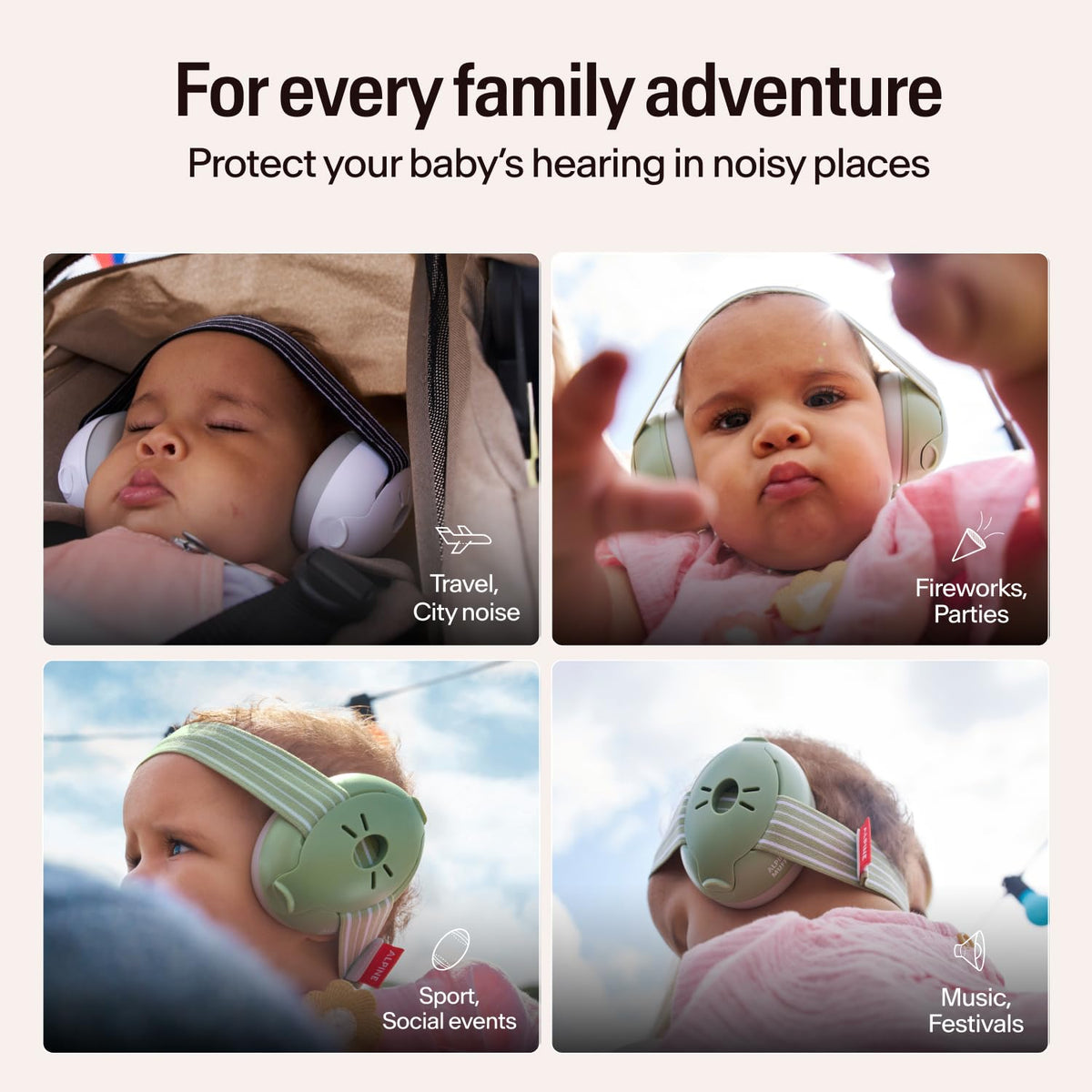 Alpine Muffy Baby Comfort Ear Defenders, Adjustable up to 48 months, Green
