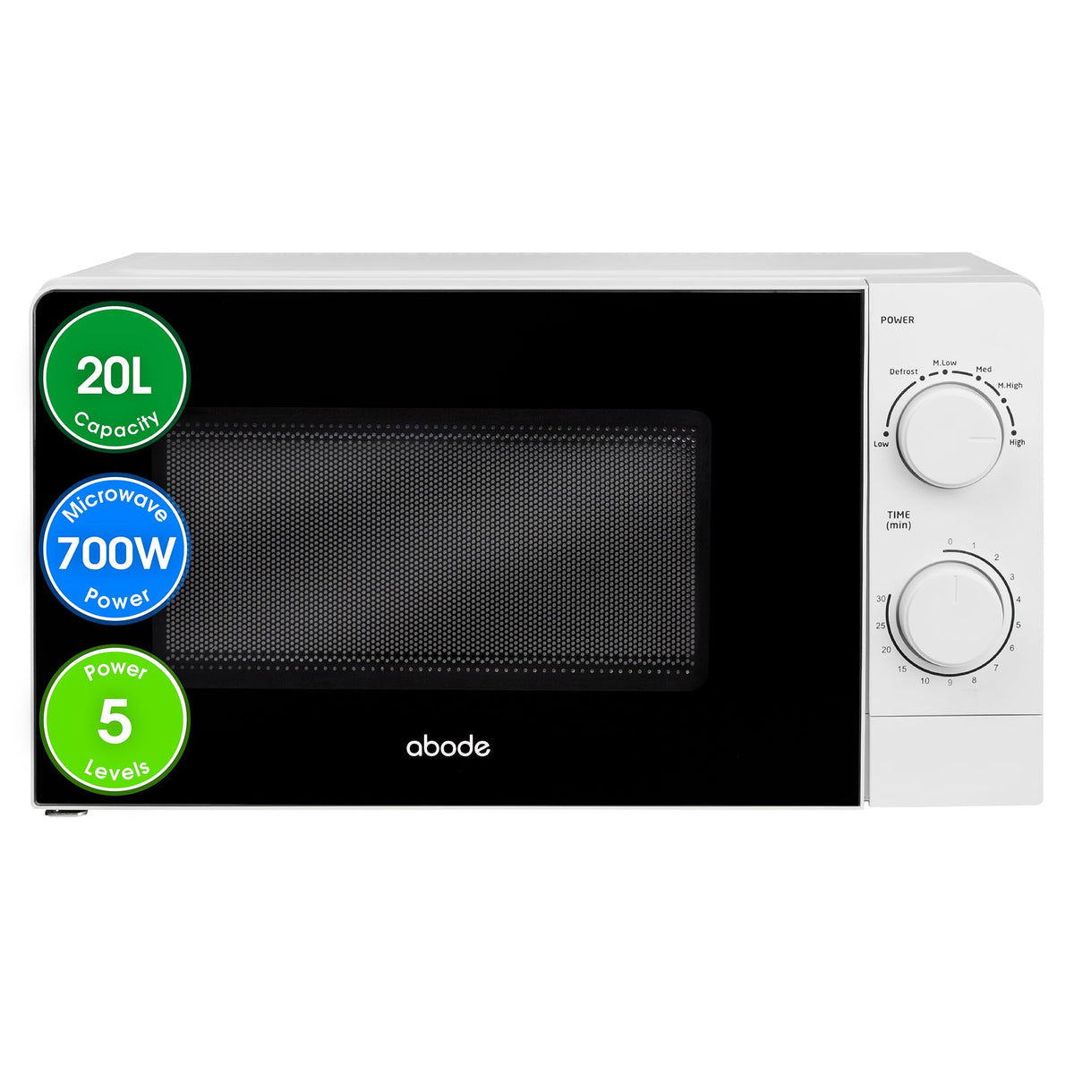 Abode Touch Control Microwave 20 Litre Black Digital 700W with Clock & Timer, 5 Auto Cook Settings & Defrost, 10 Power Levels AMT2012B (Touch Control, Silver)