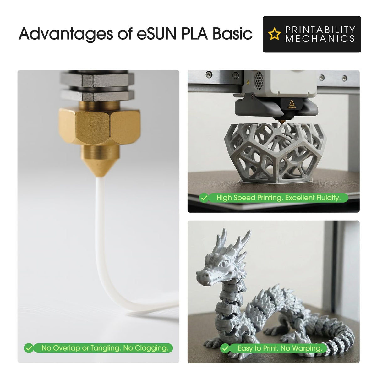 eSUN PLA Filament 1.75mm, PLA Basic Dimensional Accuracy +/- 0.05mm, 1KG Spool (2.2 LBS) Speedy Filament for 3D Printers,Black