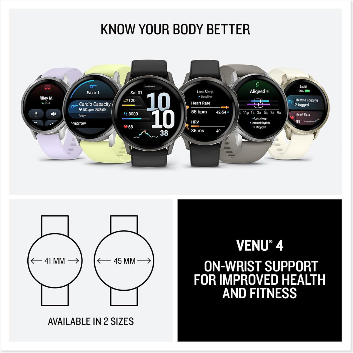 Garmin Venu 4, 45mm GPS smartwatch, Black