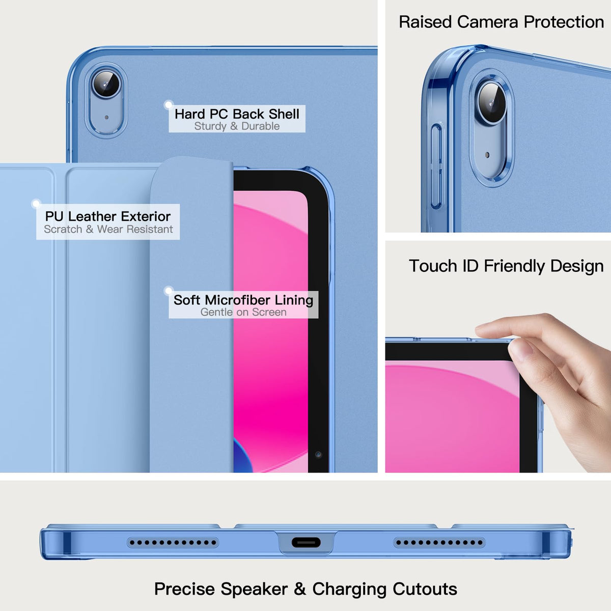 JETech Case for iPad (A16) 11th/10th Gen, Navy Blue