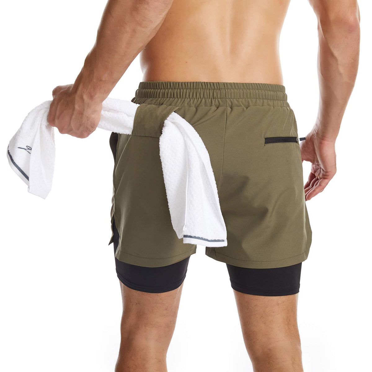 Mens Running Shorts Men's Gym Sports Short 2 in 1 with Phone Pocket Lightweight Quick Drying