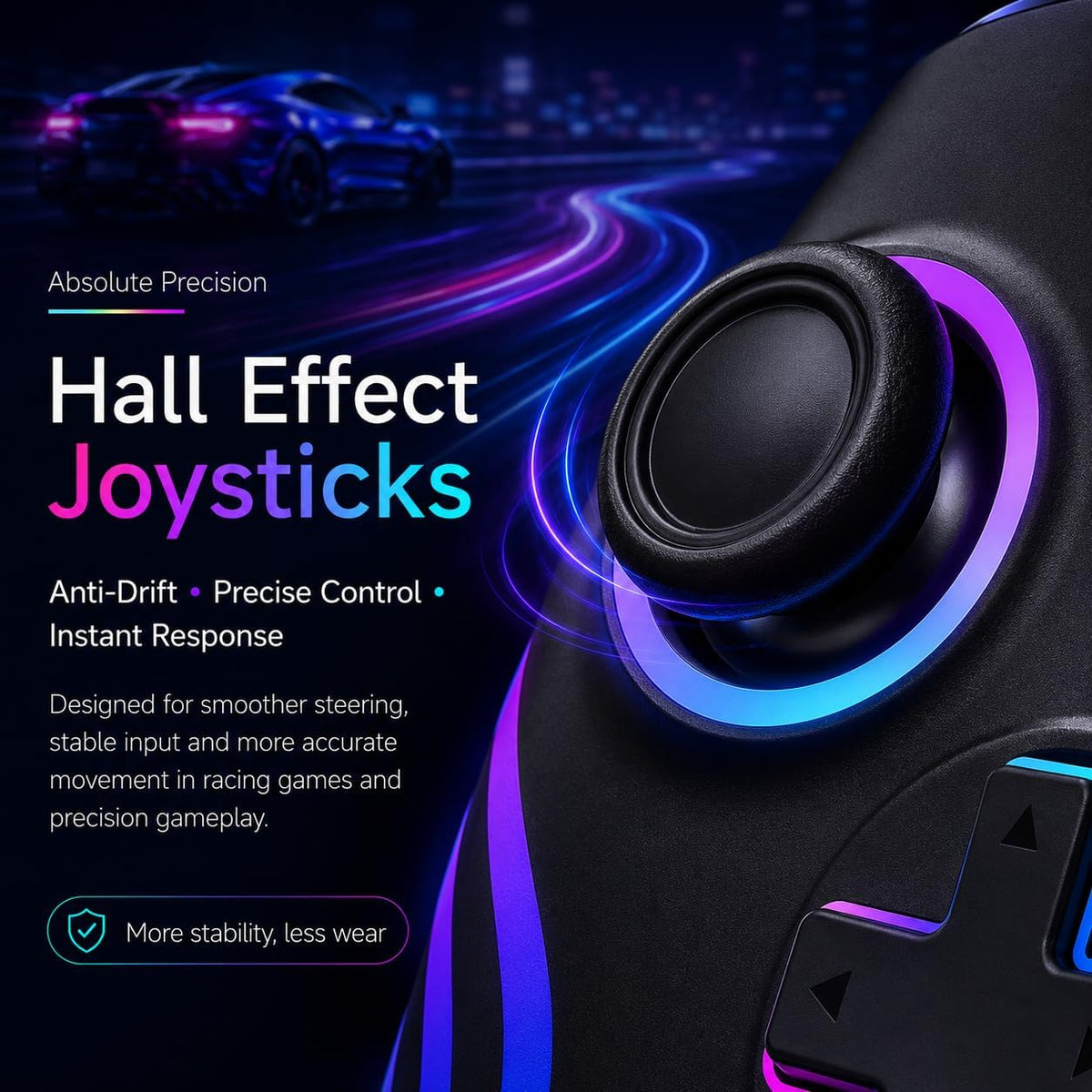 Riscvma 2pcs Controller for Switch/Switch 2/Lite/OLED/PC, Wireless Controller for Switch with 7 Color Changing RGB Lighting/Dual Vibration/6 Axis Gyroscope/Turbo, Ergonomic Precise Joystick