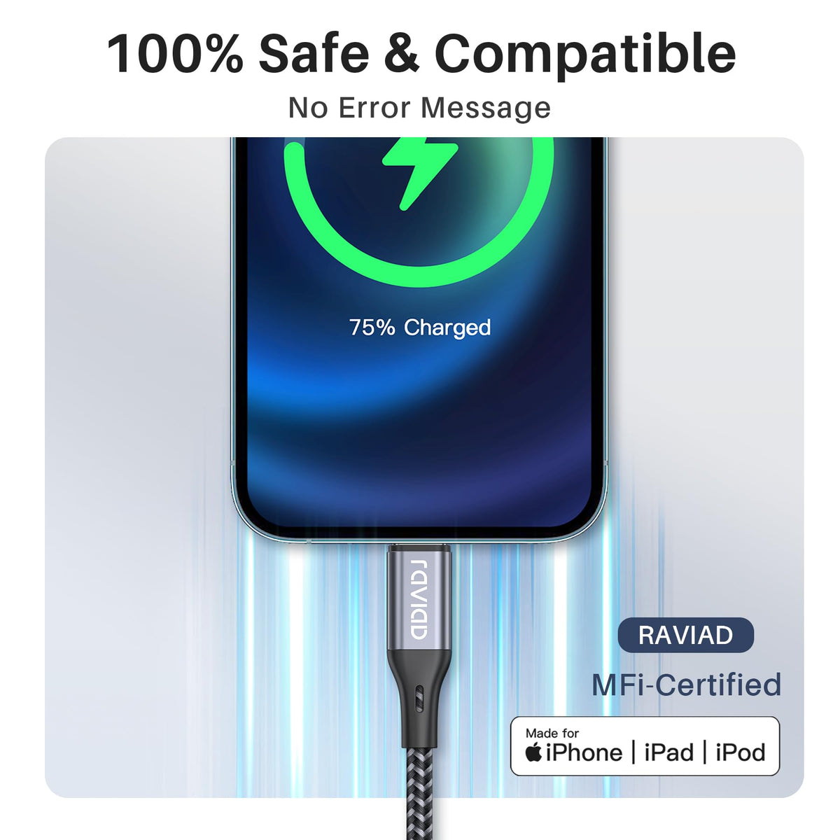 RAVIAD Long iPhone Charger Cable 3M 2Pack MFi Certified Lightning Cable