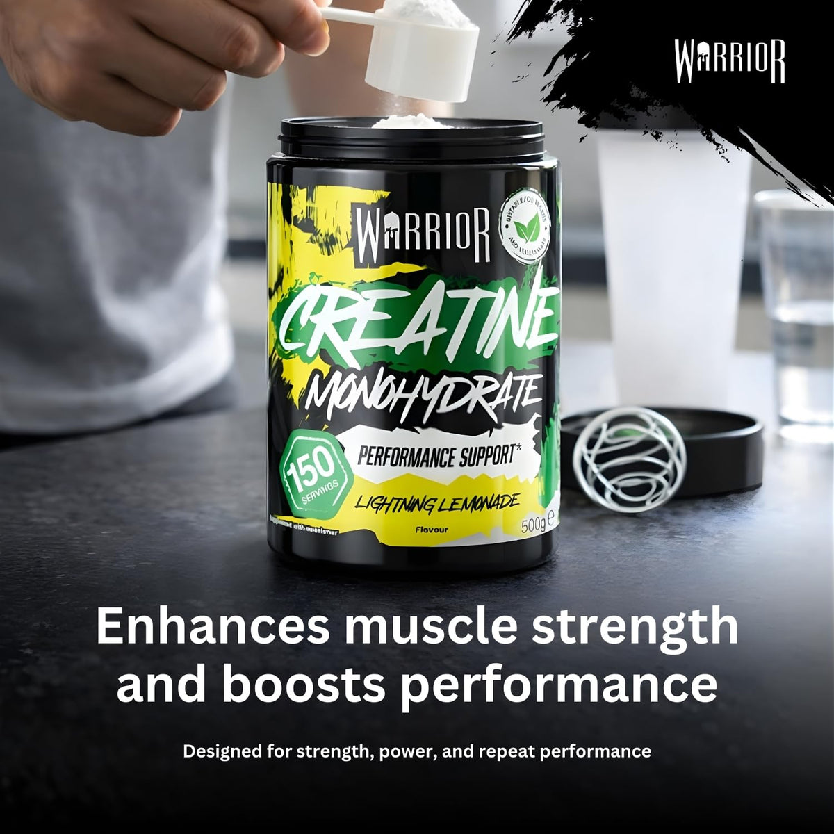 Warrior Creatine Monohydrate Powder 500g Pure Micronised (166 Servings)