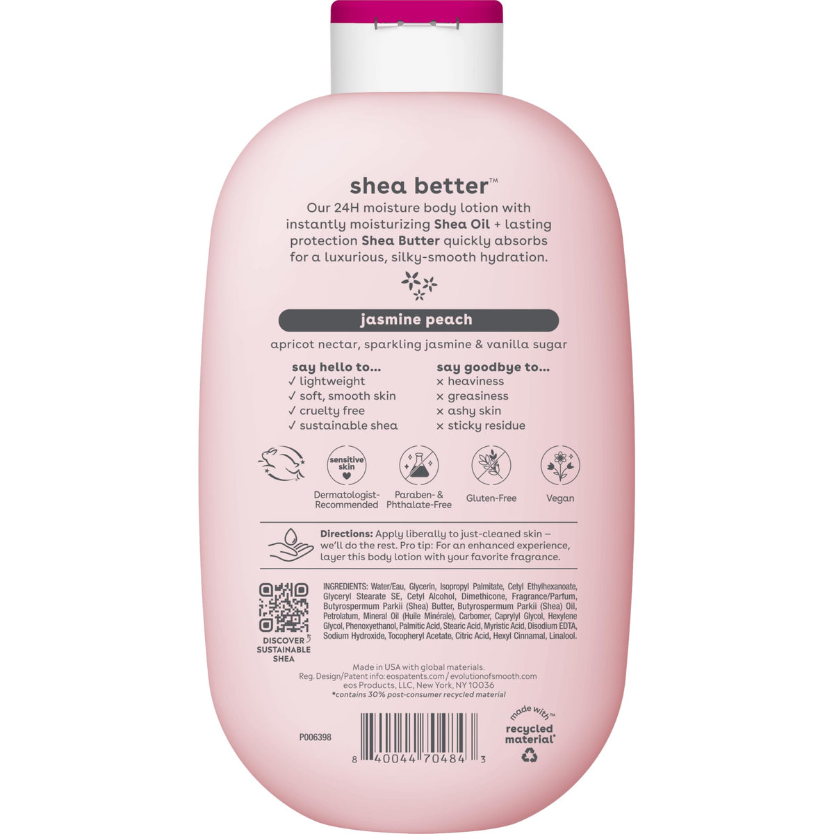 eos vanilla cashmere body lotion shea better 24hr moisture - 16 oz/473 ml