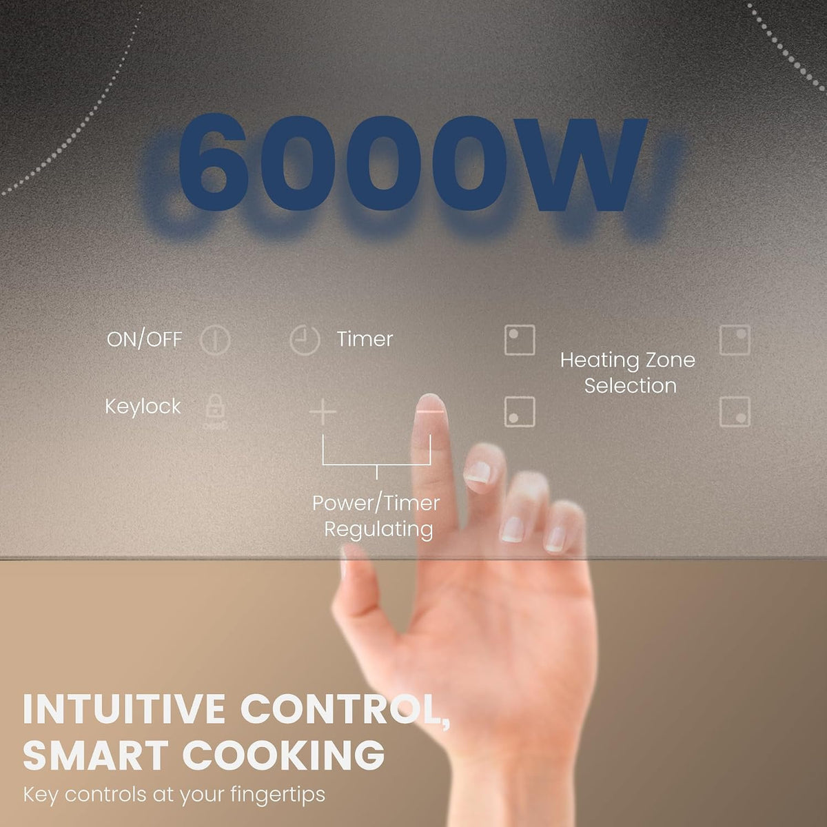Ceramic Hob 59cm 4 Zone Built-in, Abrasion-Resistant Glass