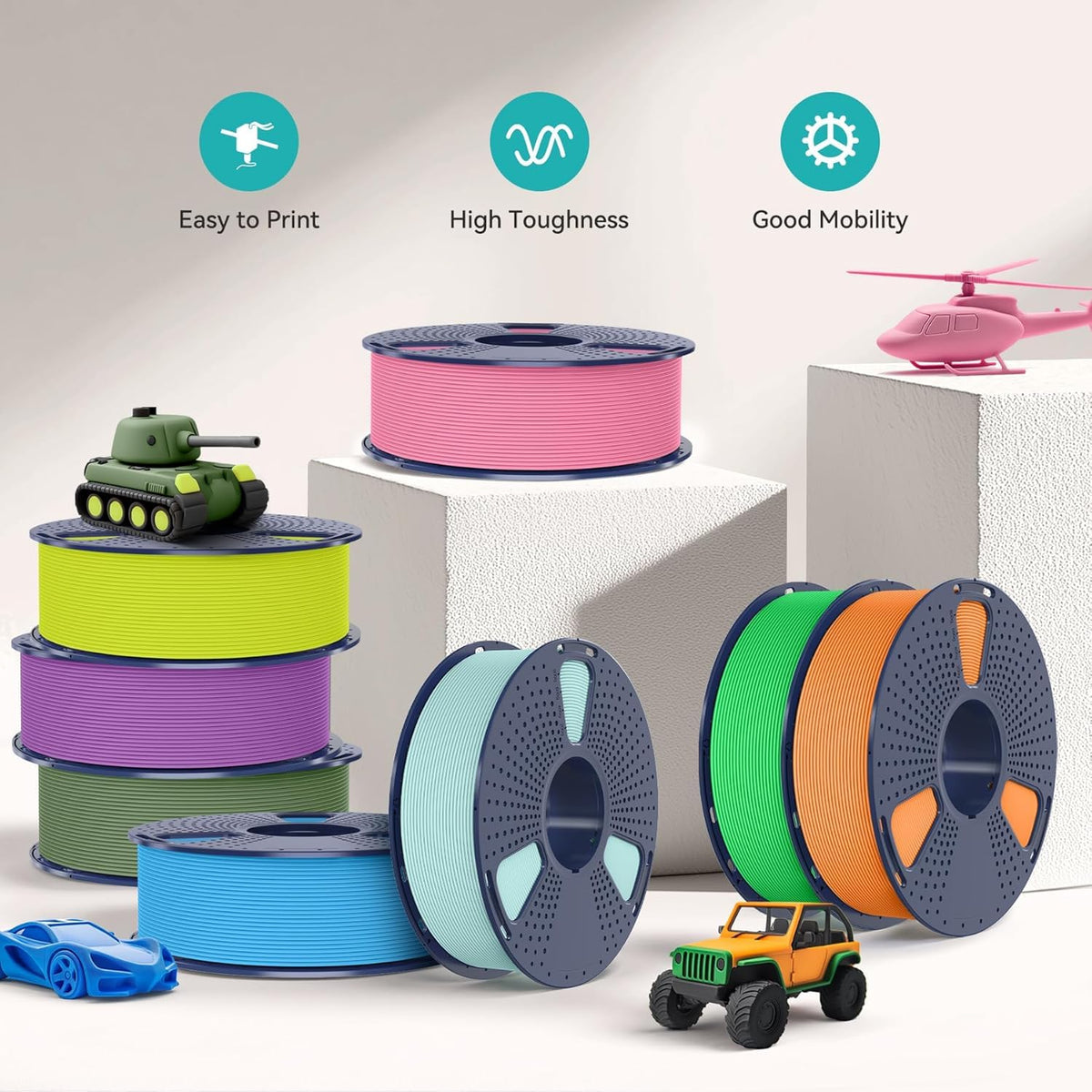 SUNLU Matte PLA 3D Printer Filament 1.75mm, Matte Black 1KG