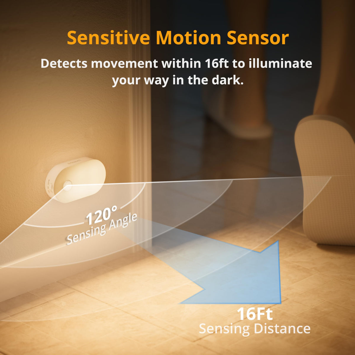 Lyridz Motion Sensor Night Light, Mini USB Rechargeable LED Night Light Kids, Stick on Anywhere Warm White Dimming Lighting for Corridor,Staircase,Bedroom,Children's Room,2 Pack