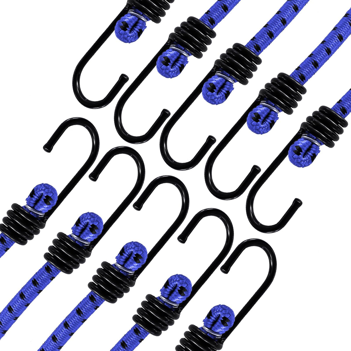 ANSIO Bungee Cords with Hooks 16” (40cm), Pack of 10 Bungee Straps - Red