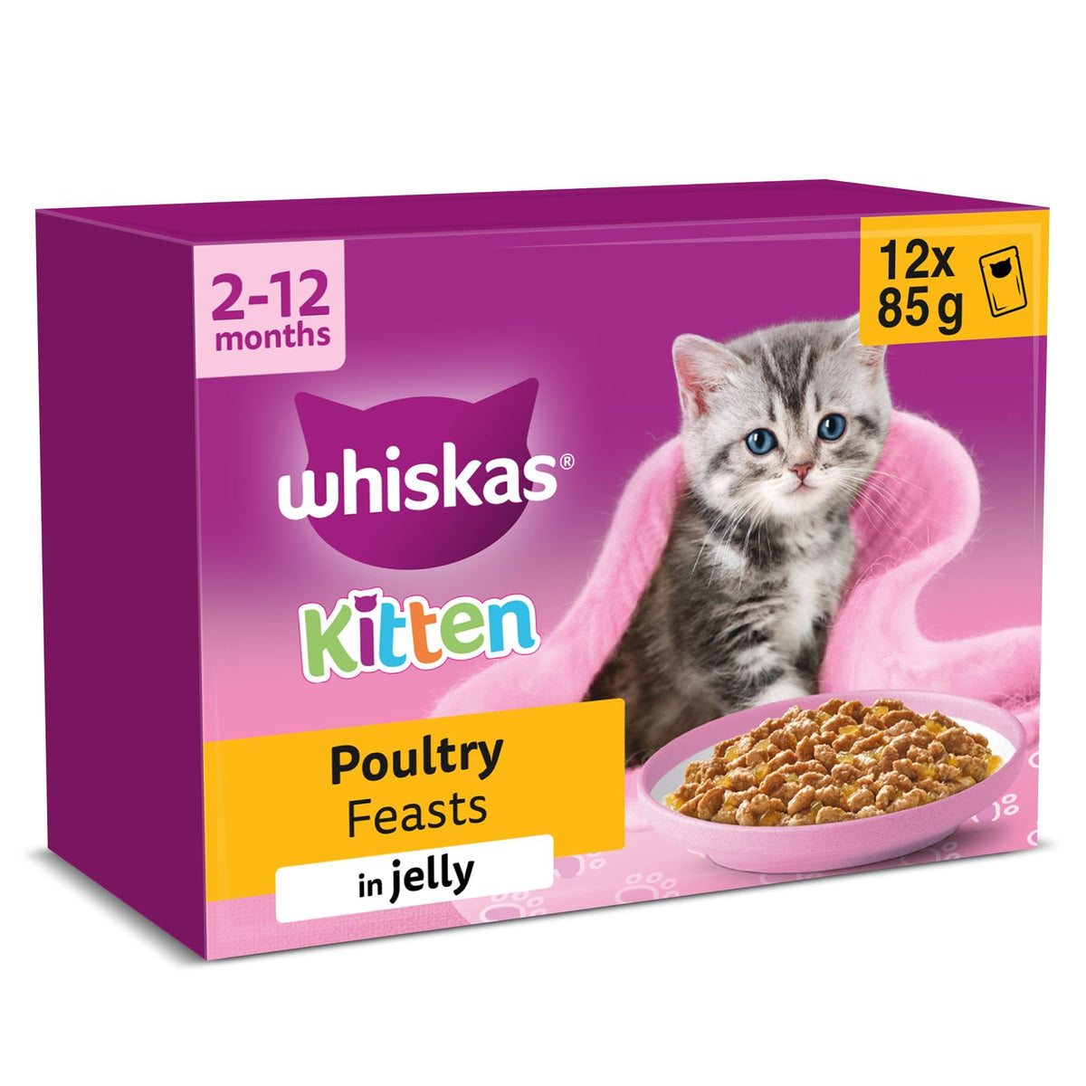 whiskas Junior Poultry Selection in Jelly 84 Pouches, Wet Kitten and Cat Food, Selection of Chicken, Duck, Poultry and Turkey, Megapack (84 x 85 g)