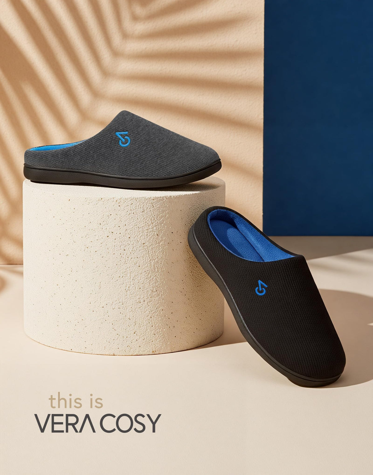 VeraCosy Men's Two-Tone Memory Foam Slippers