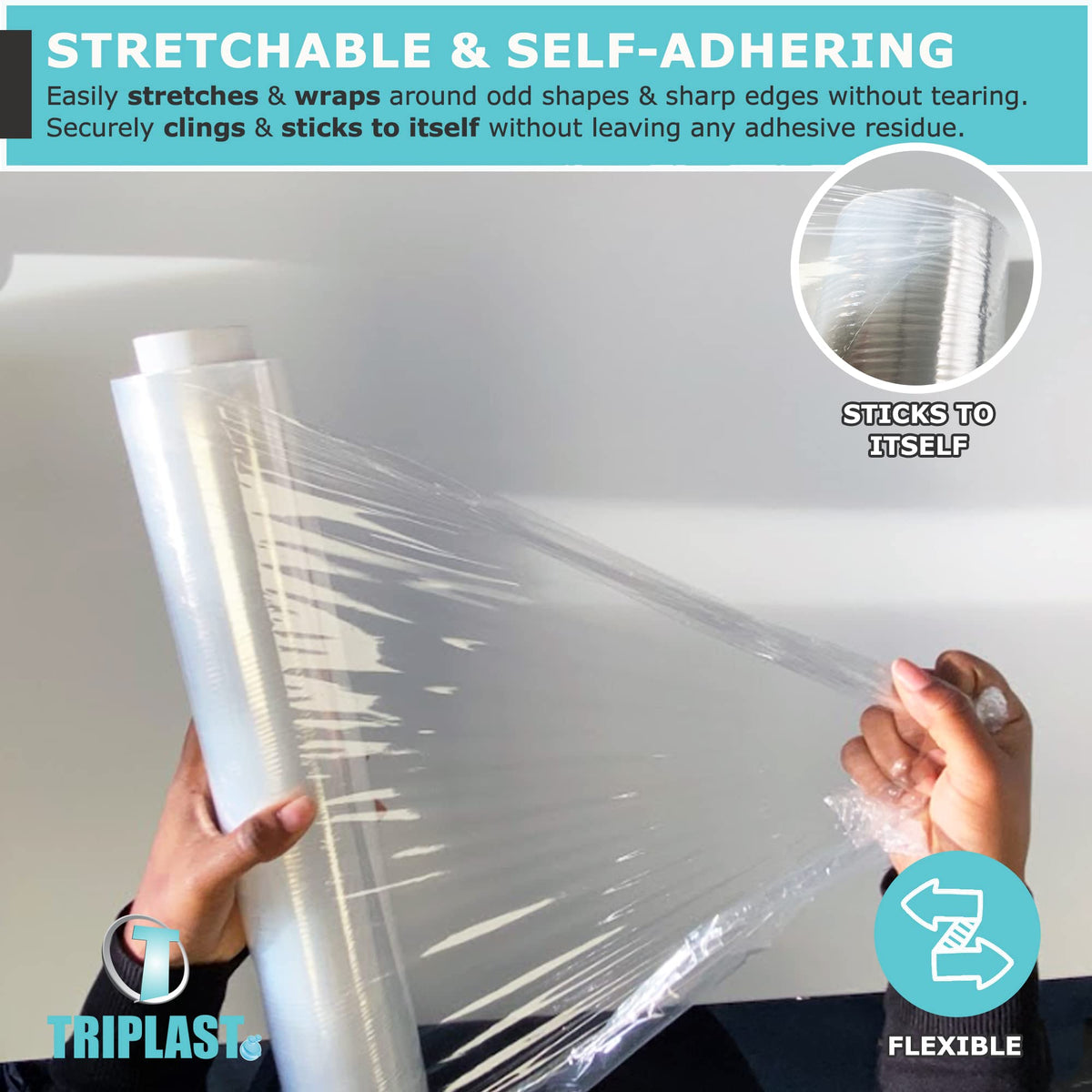 Triplast Pallet Stretch Shrink Wrap Roll (400mm x 250m) - Pick Qty & Colour - Heavy Duty Pallet Wrap, Industrial Stretch Wrap, Packaging Cling Film, Strong Plastic Wrap, Luggage Wrap (Black, 1 Roll)
