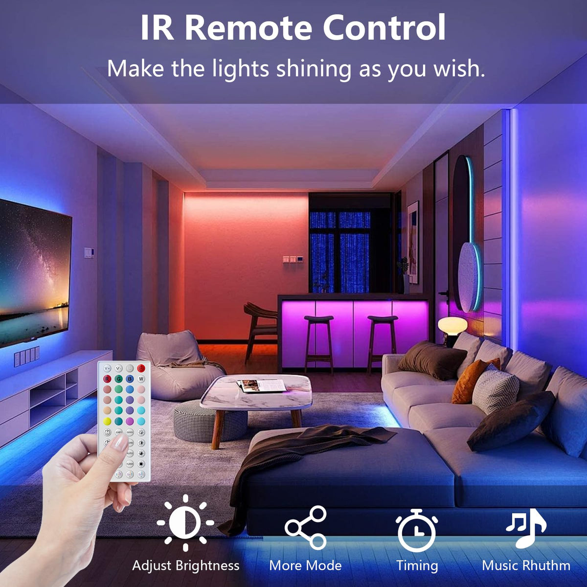 SINWE 65.6FT(20M) LED Strip Lights with App Control, Remote and Music Sync