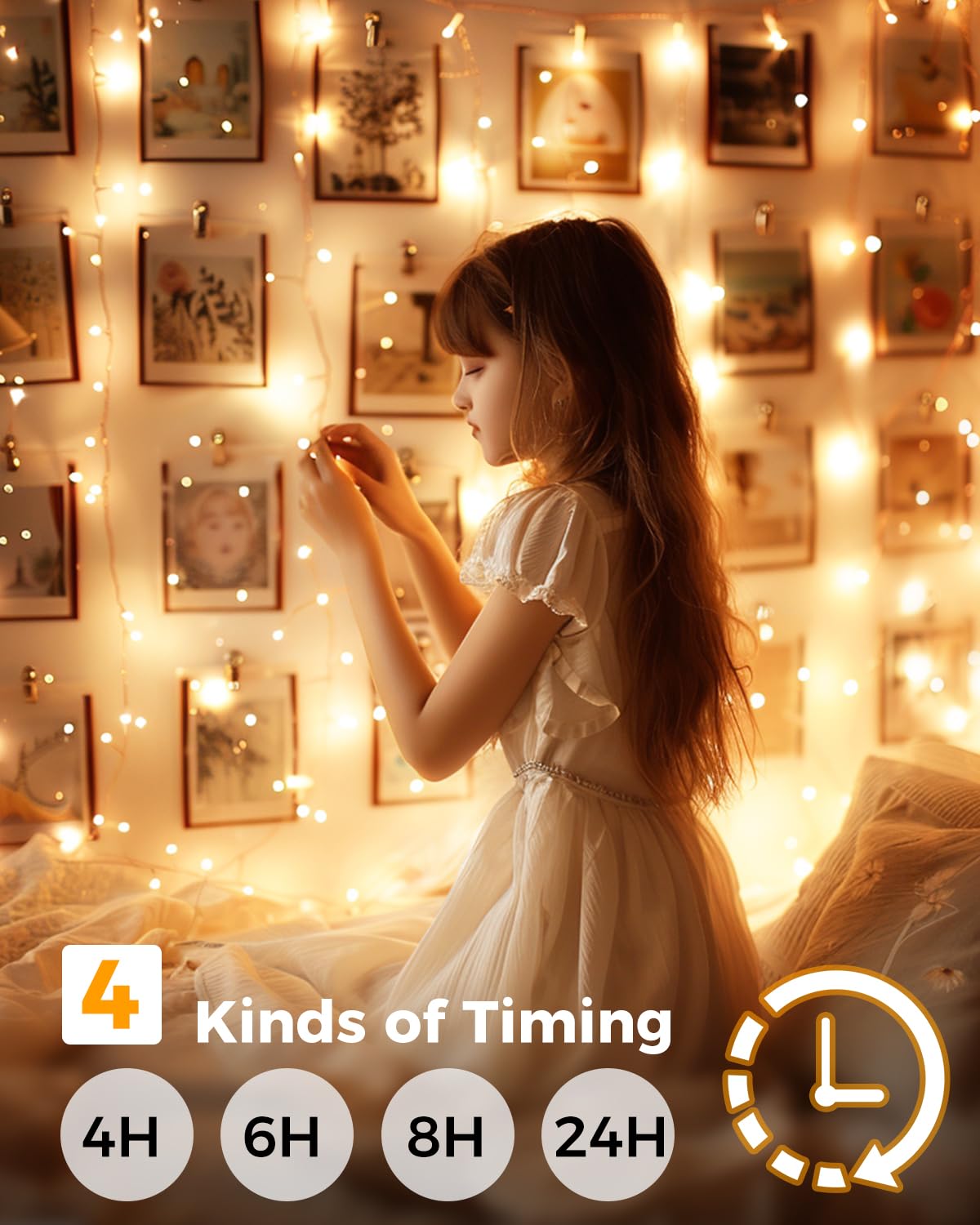 Kolpop 50LED Photo Clip String Lights, 5M Photo Peg Fairy Lights Indoor with 30 Clips Battery Powered Cooper Wire Hanging String Photo Display for Bedroom Birthday Wedding Party Christmas Decorations