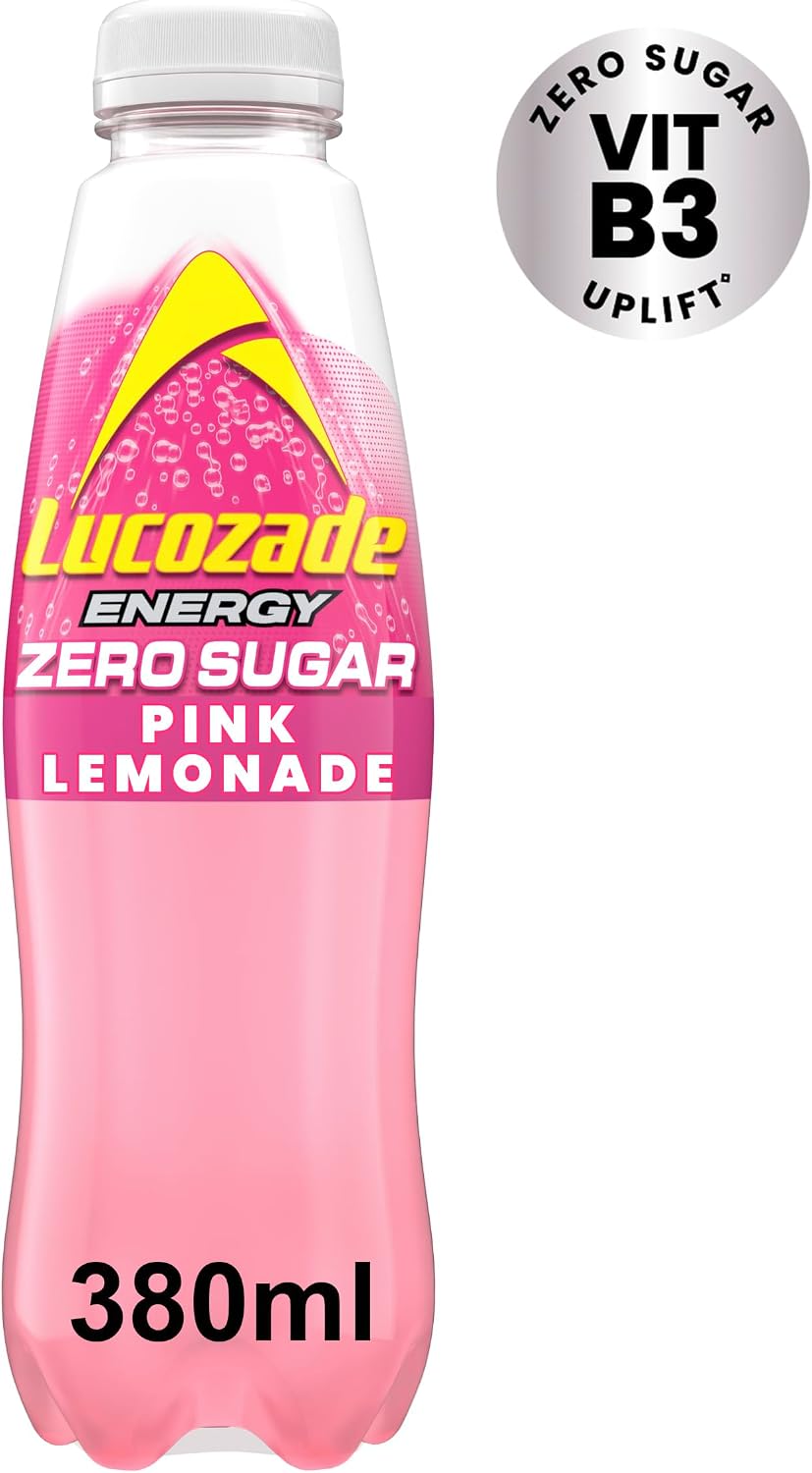 Lucozade Energy Zero Pink Lemonade 380ml (Pack of 4)
